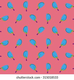 multicolor birds set - multicolor birds on bright pink background