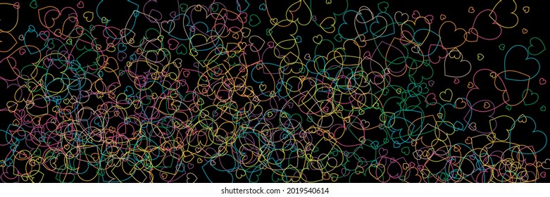 Fondo Romántico Verde del Vector Púrpura Multicolor Negro. El amor violeta azul rojo y el diseño de arte moderno. Impresión arcoiris de Neón Rosa del Partido Confetti. Corazones Transparente Ilustración De Arte Naranja Colorido Amarillo.