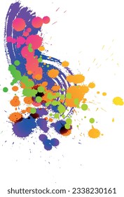 Multicolor blobs brush strokes background. Vector version
