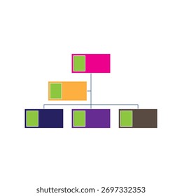 Diagrama de fluxo de blocos multicoloridos mostrando um link de processo passo a passo.