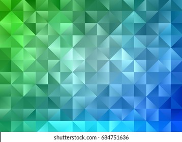 Multicolor blue green geometric rumpled triangular low poly style gradient illustration graphic background. Polygonal design for your business. Vector illustration eps 10.