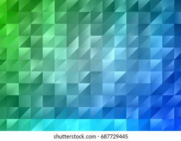 Multicolor blue green geometric rumpled triangular low poly style gradient illustration graphic background. Polygonal design for your business. Vector illustration eps 10.