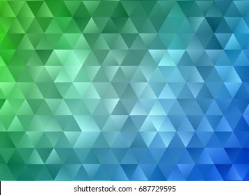 Multicolor blue green geometric rumpled triangular low poly style gradient illustration graphic background. Polygonal design for your business. Vector illustration eps 10.