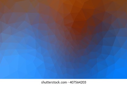 Multicolor blue, orange polygonal illustration, which consist of triangles. Geometric background in Origami style with gradient. Triangular design for your business.