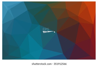 Multicolor blue, red geometric rumpled triangular low poly style gradient illustration graphic background. Vector polygonal design for your business.