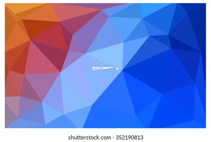 Multicolor blue, red geometric rumpled triangular low poly style gradient illustration graphic background. Vector polygonal design for your business.