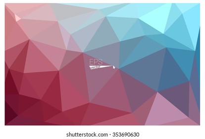 Multicolor blue, red geometric rumpled triangular low poly style gradient illustration graphic background. Vector polygonal design for your business.