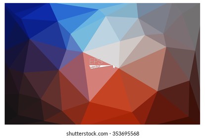 Multicolor blue, red geometric rumpled triangular low poly style gradient illustration graphic background. Vector polygonal design for your business.
