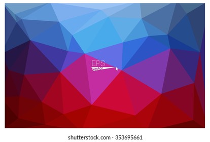 Multicolor blue, red geometric rumpled triangular low poly style gradient illustration graphic background. Vector polygonal design for your business.