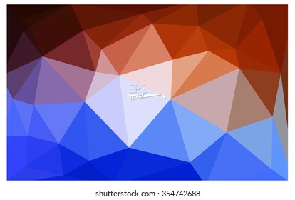 Multicolor blue, red geometric rumpled triangular low poly style gradient illustration graphic background. Vector polygonal design for your business.