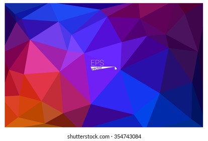 Multicolor blue, red geometric rumpled triangular low poly style gradient illustration graphic background. Vector polygonal design for your business.