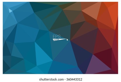 Multicolor blue, red geometric rumpled triangular low poly style gradient illustration graphic background. Vector polygonal design for your business.