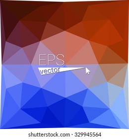 multicolor blue red orange geometric rumpled triangular low poly style gradient illustration graphic background. Vector polygonal design for your business.
