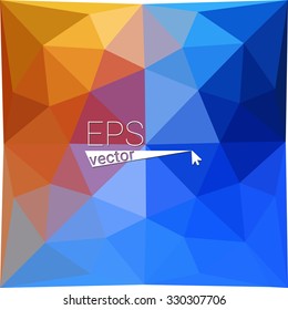 multicolor blue red orange geometric rumpled triangular low poly style gradient illustration graphic background. Vector polygonal design for your business.