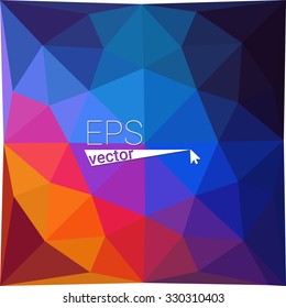 multicolor blue red orange geometric rumpled triangular low poly style gradient illustration graphic background. Vector polygonal design for your business.