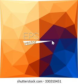 multicolor blue red orange geometric rumpled triangular low poly style gradient illustration graphic background. Vector polygonal design for your business.