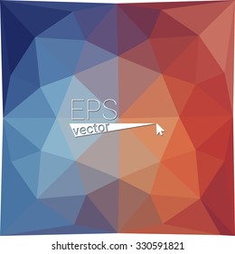 multicolor blue red orange geometric rumpled triangular low poly style gradient illustration graphic background. Vector polygonal design for your business.