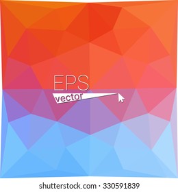 multicolor blue red orange geometric rumpled triangular low poly style gradient illustration graphic background. Vector polygonal design for your business.