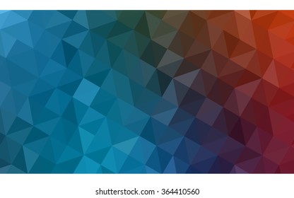 Multicolor blue, red polygonal illustration, which consist of triangles. Geometric background in Origami style with gradient. Triangular design for your business in vector.