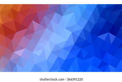 Multicolor blue, red polygonal illustration, which consist of triangles. Geometric background in Origami style with gradient. Triangular design for your business.