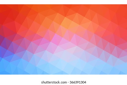 Multicolor blue, red polygonal illustration, which consist of triangles. Geometric background in Origami style with gradient. Triangular design for your business.