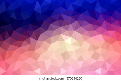 Multicolor blue, red polygonal illustration, which consist of triangles. Geometric background in Origami style with gradient. Triangular design for your business.