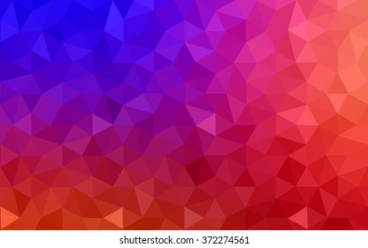 Multicolor blue, red polygonal illustration, which consist of triangles. Geometric background in Origami style with gradient. Triangular design for your business.