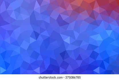 Multicolor blue, red polygonal illustration, which consist of triangles. Geometric background in Origami style with gradient. Triangular design for your business.