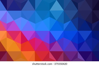 Multicolor blue, red polygonal illustration, which consist of triangles. Geometric background in Origami style with gradient. Triangular design for your business.