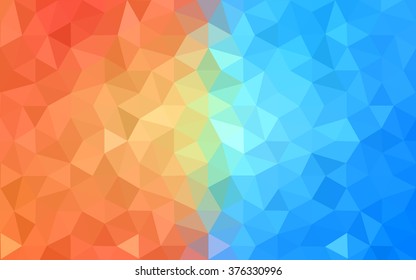Multicolor blue, red polygonal illustration, which consist of triangles. Geometric background in Origami style with gradient. Triangular design for your business.