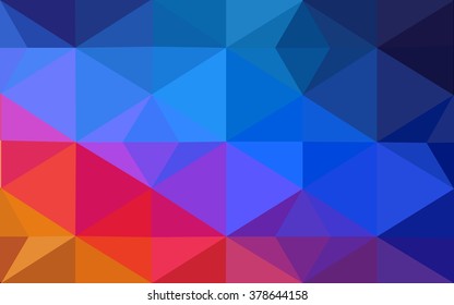 Multicolor blue, red polygonal illustration, which consist of triangles. Geometric background in Origami style with gradient. Triangular design for your business.