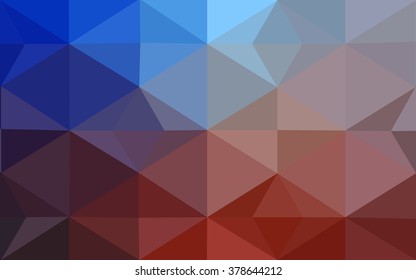 Multicolor blue, red polygonal illustration, which consist of triangles. Geometric background in Origami style with gradient. Triangular design for your business.