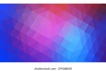 Multicolor blue, red polygonal illustration, which consist of triangles. Geometric background in Origami style with gradient. Triangular design for your business.