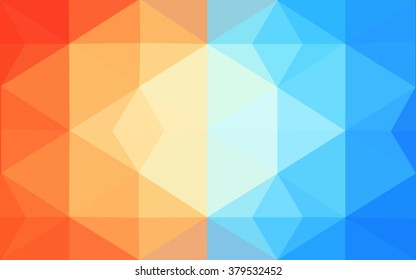 Multicolor blue, red polygonal illustration, which consist of triangles. Geometric background in Origami style with gradient. Triangular design for your business.