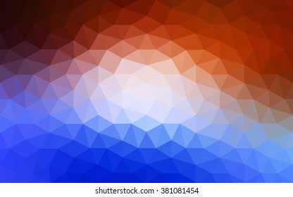 Multicolor blue, red polygonal illustration, which consist of triangles. Geometric background in Origami style with gradient. Triangular design for your business.
