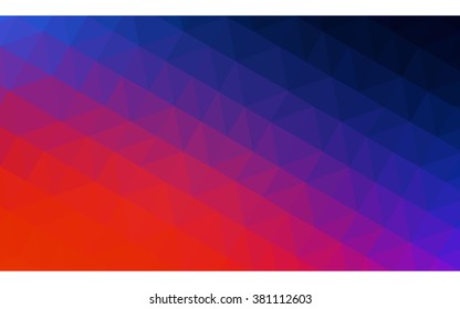 Multicolor blue, red polygonal illustration, which consist of triangles. Geometric background in Origami style with gradient. Triangular design for your business.