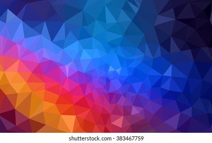 Multicolor blue, red polygonal illustration, which consist of triangles. Geometric background in Origami style with gradient. Triangular design for your business.