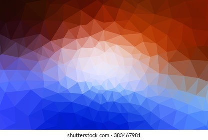 Multicolor blue, red polygonal illustration, which consist of triangles. Geometric background in Origami style with gradient. Triangular design for your business.