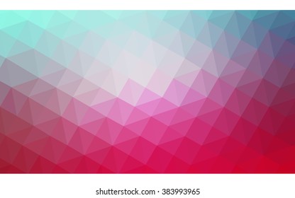 Multicolor blue, red polygonal illustration, which consist of triangles. Geometric background in Origami style with gradient. Triangular design for your business.