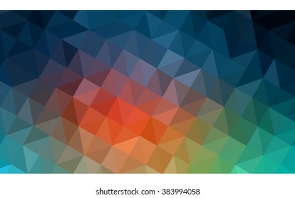 Multicolor blue, red polygonal illustration, which consist of triangles. Geometric background in Origami style with gradient. Triangular design for your business.