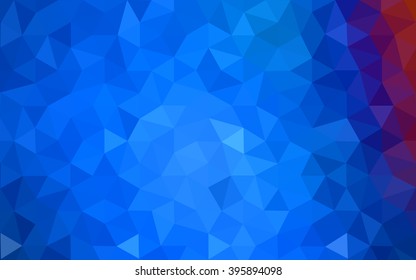 Multicolor blue, red polygonal illustration, which consist of triangles. Geometric background in Origami style with gradient. Triangular design for your business.
