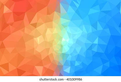 Multicolor blue, red polygonal illustration, which consist of triangles. Geometric background in Origami style with gradient. Triangular design for your business.