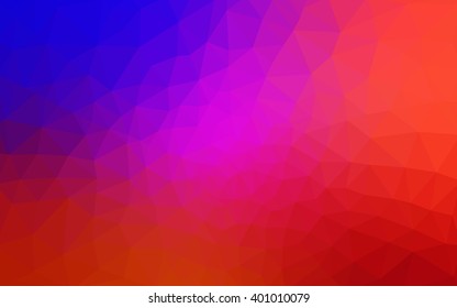 Multicolor blue, red polygonal illustration, which consist of triangles. Geometric background in Origami style with gradient. Triangular design for your business.