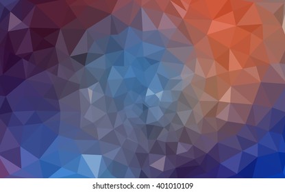 Multicolor blue, red polygonal illustration, which consist of triangles. Geometric background in Origami style with gradient. Triangular design for your business.