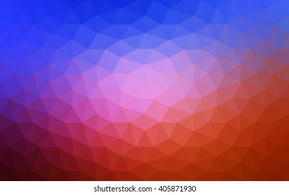 Multicolor blue, red polygonal illustration, which consist of triangles. Geometric background in Origami style with gradient. Triangular design for your business.