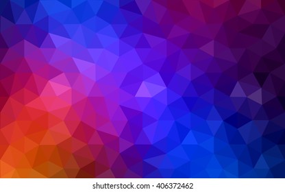 Multicolor blue, red polygonal illustration, which consist of triangles. Geometric background in Origami style with gradient. Triangular design for your business.