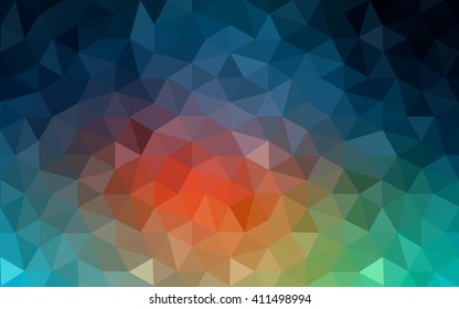 Multicolor blue, red polygonal illustration, which consist of triangles. Geometric background in Origami style with gradient. Triangular design for your business.