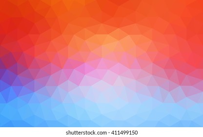 Multicolor blue, red polygonal illustration, which consist of triangles. Geometric background in Origami style with gradient. Triangular design for your business.