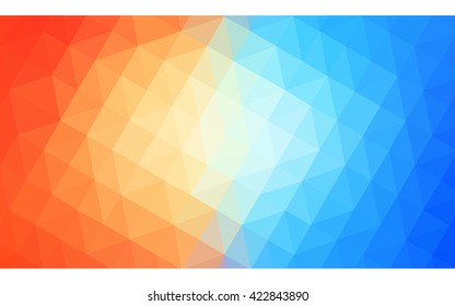 Multicolor blue, red polygonal illustration, which consist of triangles. Geometric background in Origami style with gradient. Triangular design for your business.