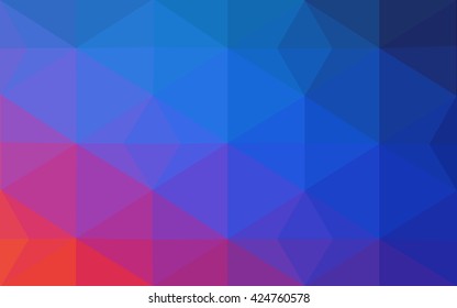 Multicolor blue, red polygonal illustration, which consist of triangles. Geometric background in Origami style with gradient. Triangular design for your business.